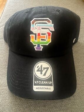 47 men Black Cap with Rainbow San Francisco Patch